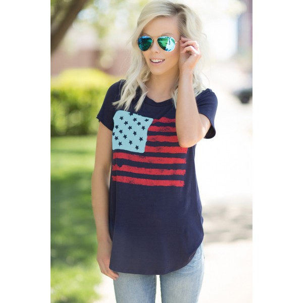 All American Flag T-shirt in Navy