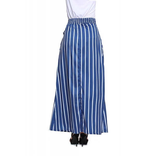 Dark Blue Striped Maxi Skirt