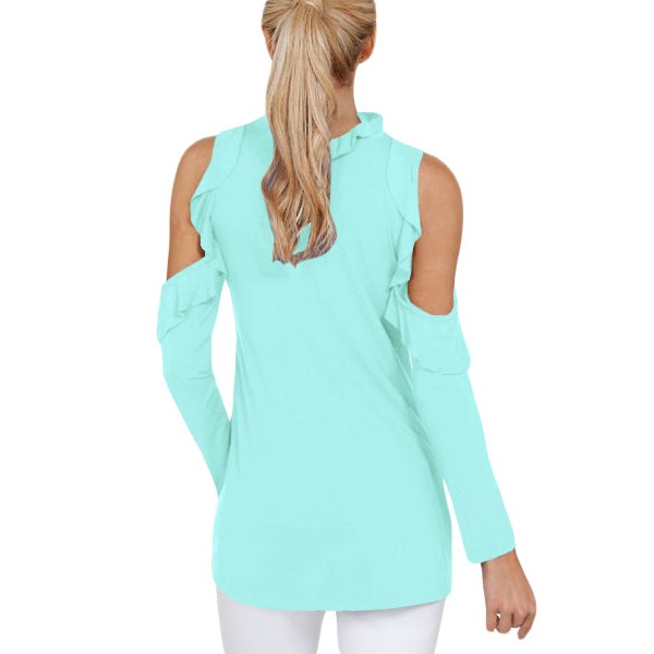 Green Cold Shoulder Ruffle Top