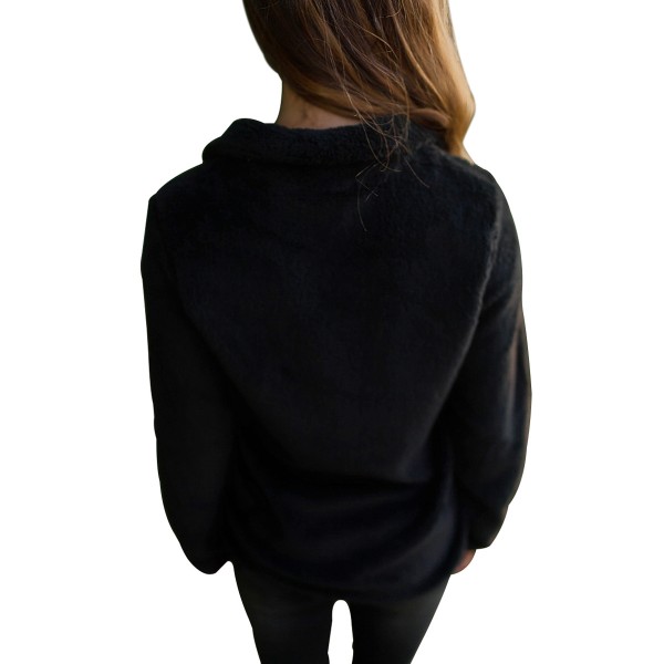 Black Fuzzy Zip up Fleece Jacket