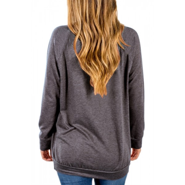 Dark Gray Contrast Stripes Pullover Sweatshirt