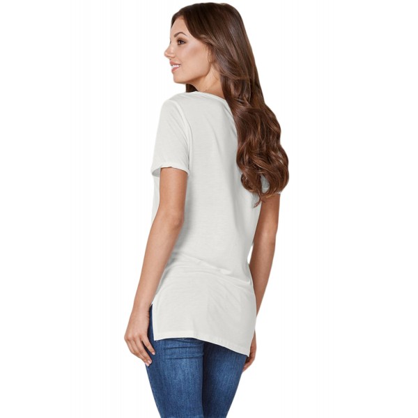 White Asymmetric Split Detail One String Shirt