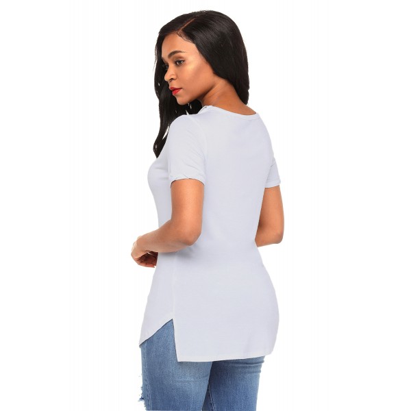 White Asymmetric Split Detail One String Shirt