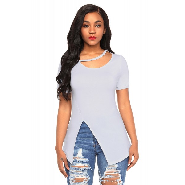 White Asymmetric Split Detail One String Shirt