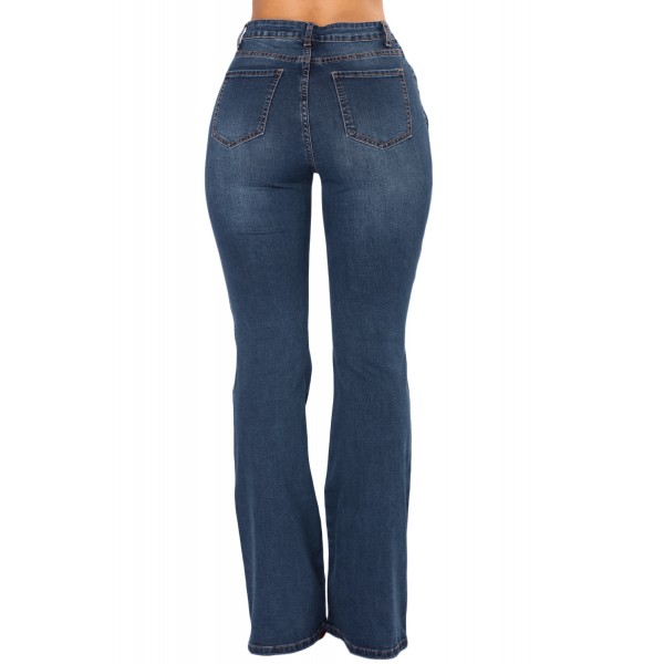 Blue Denim Zipped Legs Bell Bottom Jeans