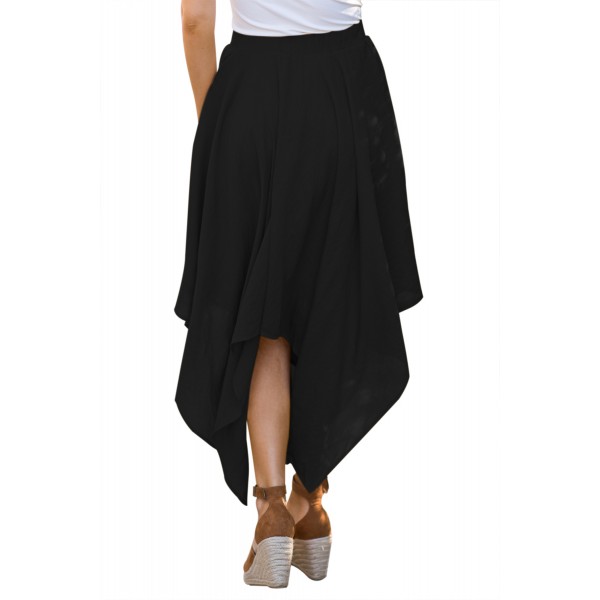 Black Irregular Hemline Midi Overskirt