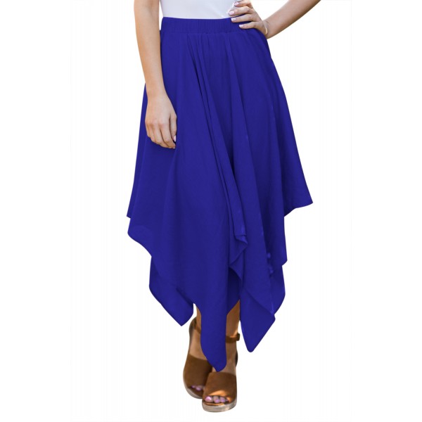 Blue Irregular Hemline Midi Overskirt