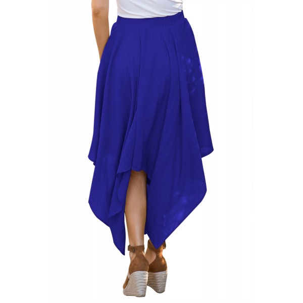 Blue Irregular Hemline Midi Overskirt