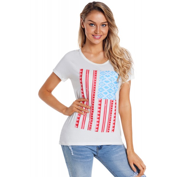 White American Flag Graphic Short Sleeve Tee