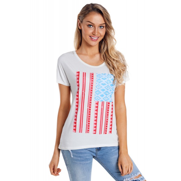 White American Flag Graphic Short Sleeve Tee