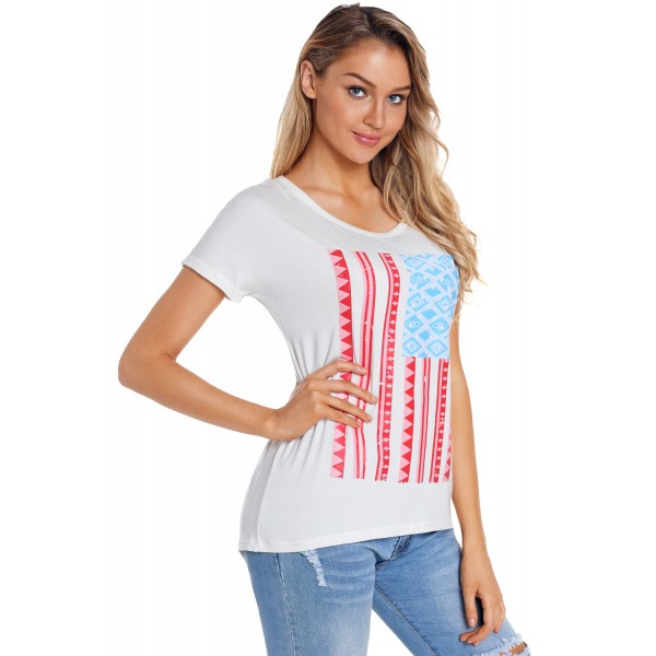 White American Flag Graphic Short Sleeve Tee