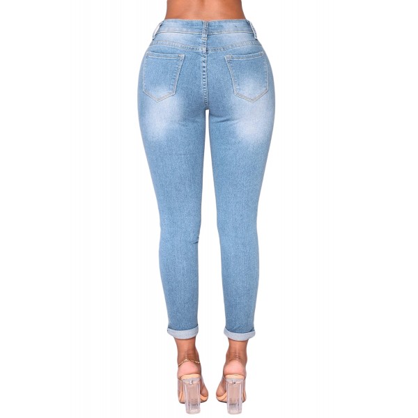 Light Blue Wash Color Block Jeans