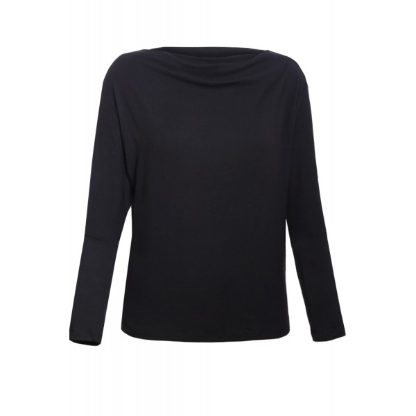 Solid Black Concise Pullover Sweatshirt