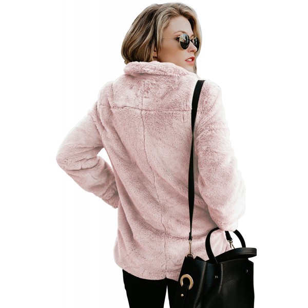 Blush Pocket Style Fluffy Winter Coat