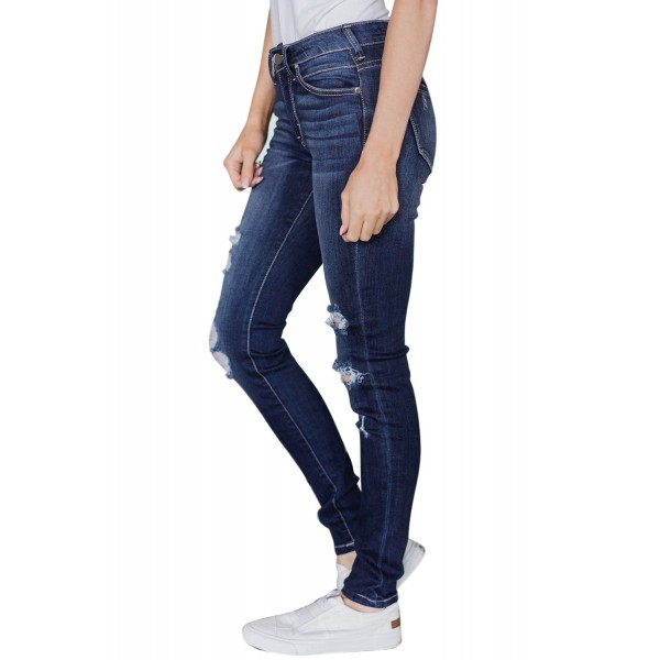 Medium Blue Wash Distressed Skinny Jeans