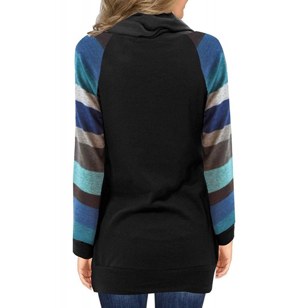 Multicolor Striped Raglan Sleeve Black Cowl Neck Sweatshirt